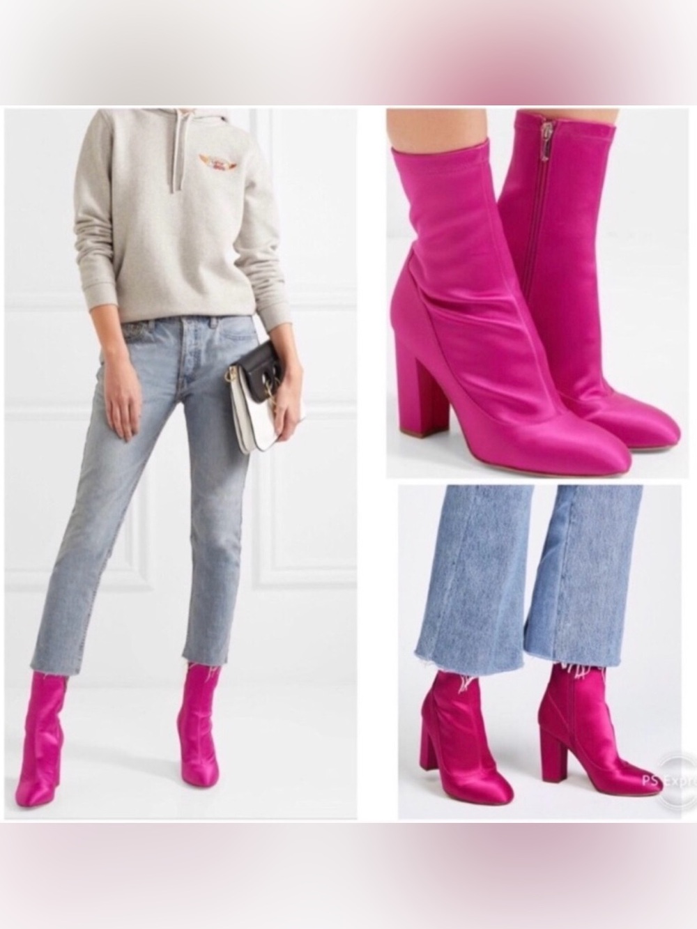 Sam Edelman Calexa Hot Pink Satin Go-go Boots Sock Boots Size 7